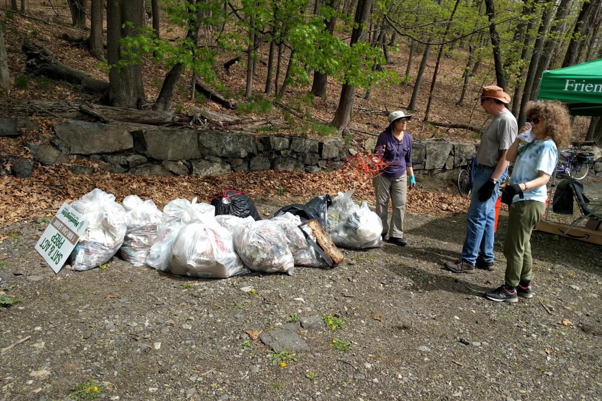 Bags of trash that have been collected